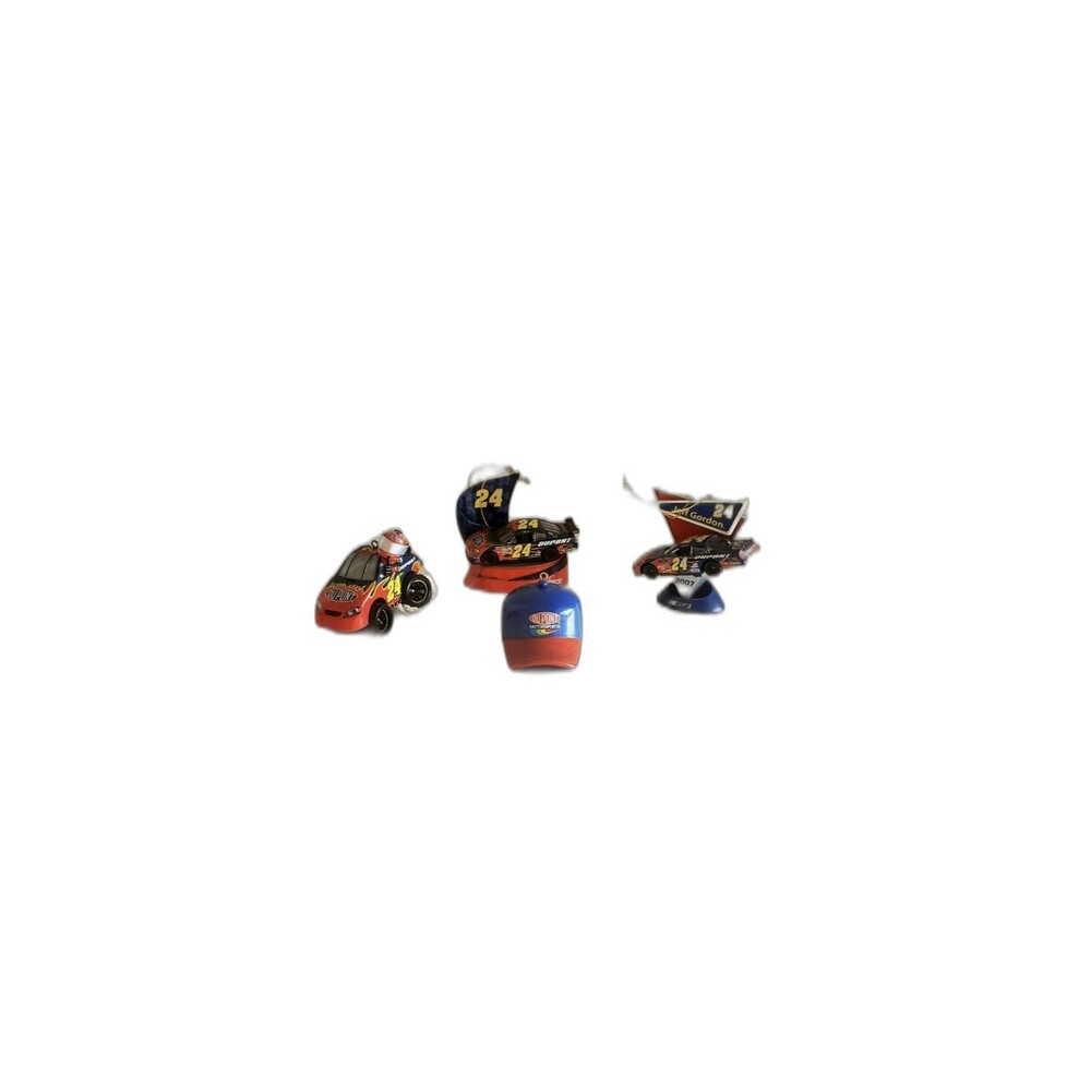 Trevco Nascar Jeff Gordon Number 24 Collectible Christmas Ornaments Lot Of 4
